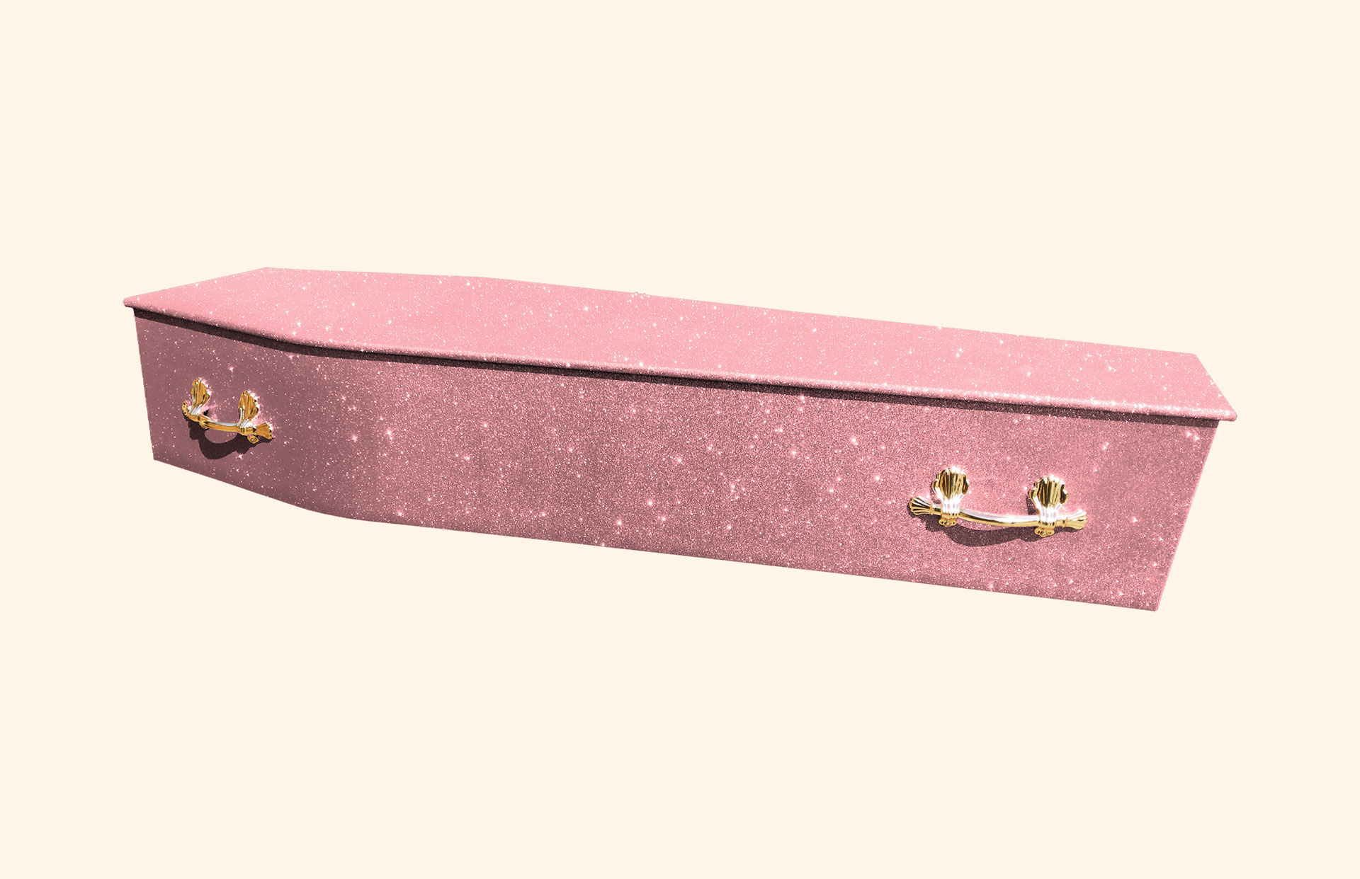 Disco Pink Glitter over a traditional coffin